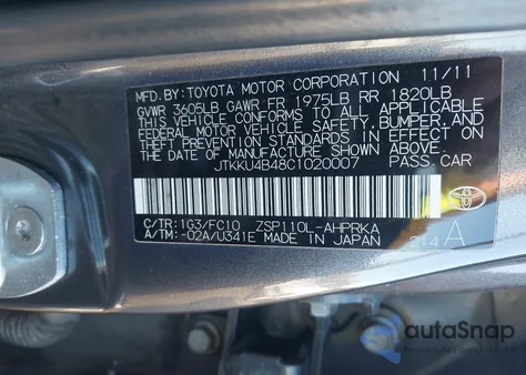 2012 Scion Xd from USA, damaged, VIN JTKKU4B48C1020007